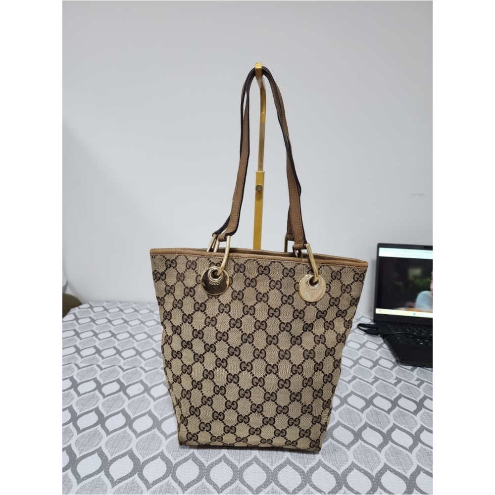 Gucci Vintage GG Canvas Eclipse Shoulder Bag Beige/Brown - Picture 3 of 12